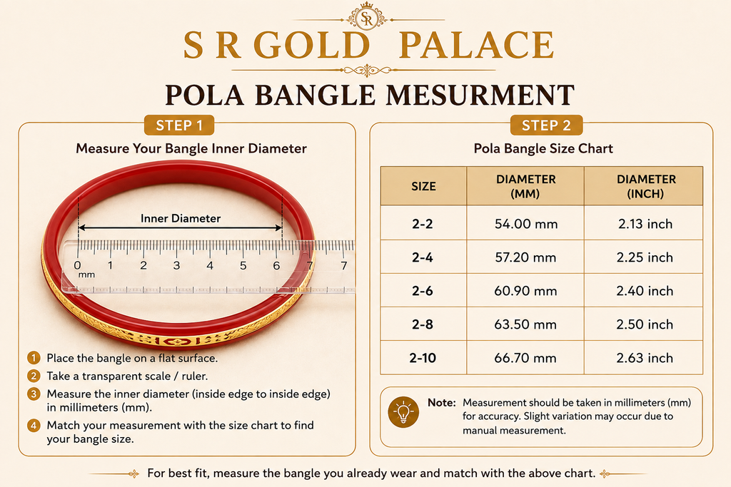 22kt (916) Yellow Gold Handmade Red Pola Bangles Flower Design for Women with Purity Certificate (Set of 2pcs)