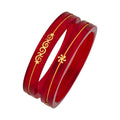 22kt (916) Yellow Gold Handmade Red Pola Bangles Flower Design for Women with Gold Purity Certificate