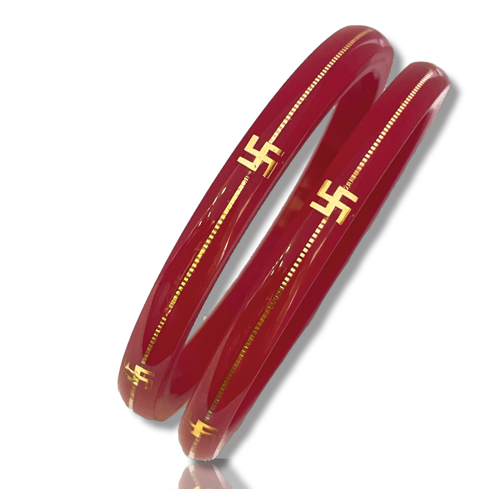 22kt (916) Yellow Gold Handmade Red Pola Bangles Flower Design for Women with Purity Certificate (Set of 2pcs)