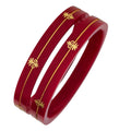 22kt (916) Yellow Gold Handmade Red Pola Bangles Flower Design for Women with Purity Certificate (Set of 2pcs)
